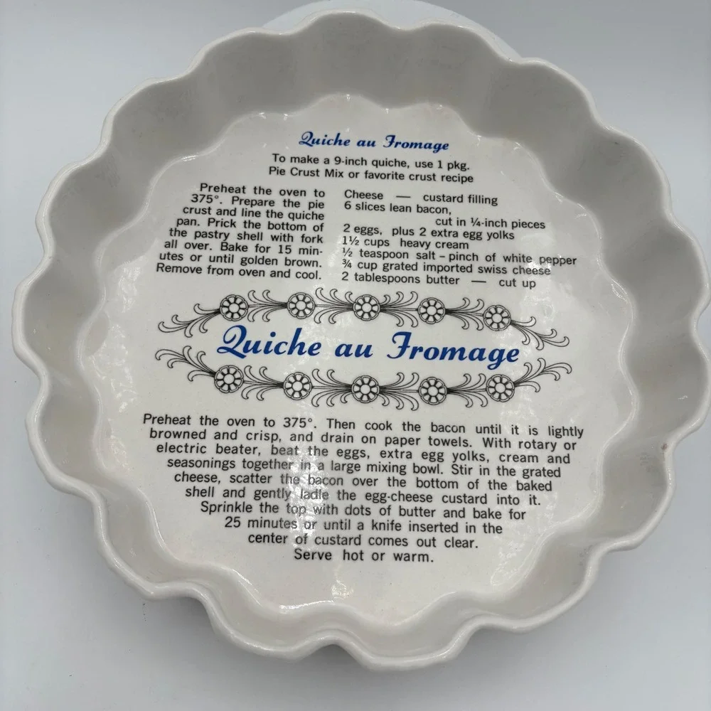 Vtg Quiche au Fromage Pie Plate Tart Pan Fluted Ruffled Edge California Pottey‎